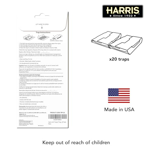 Harris 24/7 Insect Trap for Roaches, Spiders, Bed Bugs, Crickets, Scorpions and More, 20 Count Value Pack