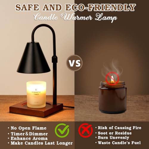 Modern Candle Warmer Lamp with Timer, Adjustable Dimmable Candle Lamp Warmer, Women Gifts for Christmas Xmas, Black Lamp Warmer Gifts for Mom, Men Candle Lamp, Home Decor for Bedroom Living Room Decor