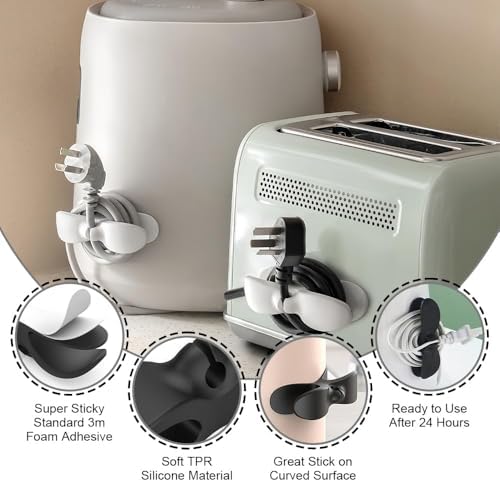 Cord Organizer for Kitchen Appliances - 4PCS Cord Winder Organizer Stick On Cable Holder Winder Keeper for Appliances Stick on Kitchenaid Mixer, Coffee Maker, Pressure Cooker, Home Gadget Accessories