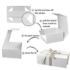YINUOYOUJIA Large Gift Box with Lid,14"x9"x4.5" Magnetic Gift Box with Ribbon,Cards and Envelopes for Presents,Great for Wedding,Birthdays,Crafting,Gift Packaging (white)