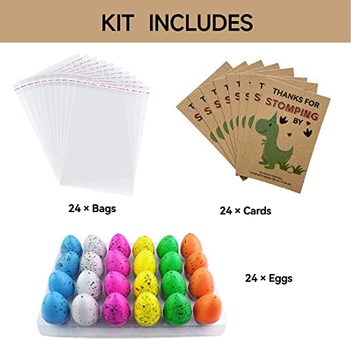 Dinosaur Party Favors - Dinosaur Birthday Party Supplies - 24 Pack Dino Egg Hatching Card Bulk - Funny Birthday Party Decorations for kids Boys Girls Toddler
