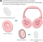 TOZO HT2 Hybrid Active Noise Cancelling Headphones, Wireless Over Ear Bluetooth Headphones Khaki+HT2 Replacement Ear Pads Pink