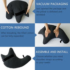 Shoulder Surgery Pillow, Shoulder Pillow for Shoulder Pain, Rotator Cuff Pillow, Arm Pillows for Adults After Surgery, Side Sleeper Pillow for Neck and Shoulder Pain Relief (black with strap)