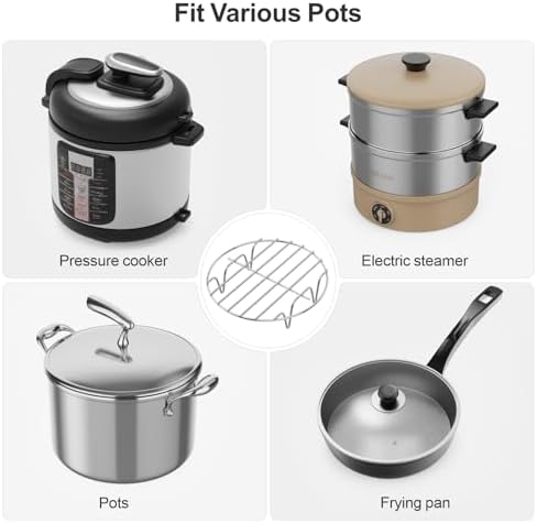 GSlife Instant Pot Steamer Rack - Stainless Steel Instant Pot Accessories, 2 Pack Steam Rack for 6, 8 Qt Pressure Cooker, Cooking Cooling Steaming Baking Rack 8''