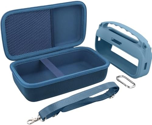 co2CREA Hard Case and Silicone Case Replacement for Bose New SoundLink Flex 2nd Gen/Bose SoundLink Flex Bluetooth Portable Speaker, Protective Case with Carabiner and Shoulder Strap (Blue Dusk Case)