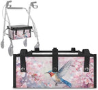 LedBack Mobility Scooter Accessories for 3 Pcs, Durable Rollator Walker Seat and Backrest Covers Cherry Blossom Hummingbirds Under Seat Rollator Walker Bag for Seniors