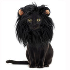 Onmygogo Lion Mane Wig for Cats, Funny Pet Cat Costumes for Halloween Christmas, Furry Pet Clothing Accessories (Size M, Black)