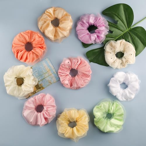 20PCS Glow in the Dark Scrunchies, Light Up Scrunchies for Girls & Women, Led Hair Scrunchies for Party Supplies, Rave Hair Accessories for Glow Neon Sleepover Party Favors