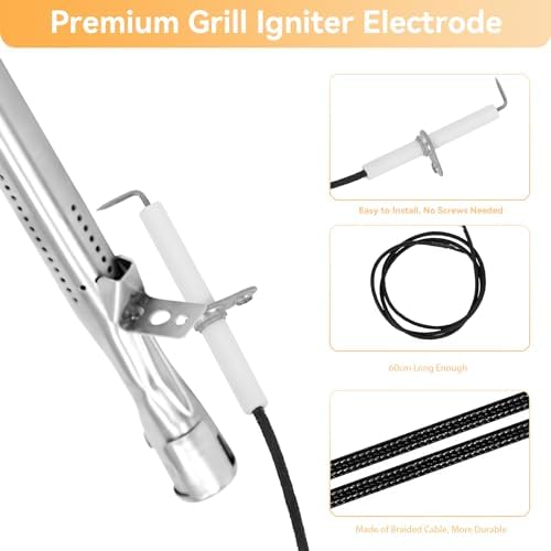 Heat Plate and Burner Kit for Cuisinart GAS2456AS,GAS2556AS,GAS1456ASO,GAS1456BSO,GAS9456AS, GAS9556AS, GAS2420AS，Stainless Steel Grill Replacement Parts for Cuisinart 5 Burner Gas Grill