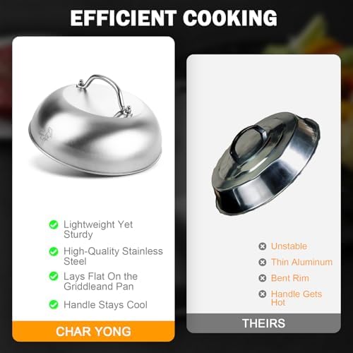 Grill Dome Cover - Griddle Accessories Heavy Duty 9" Wide Smashed Burger Melting Cheese Blackstone Dome,Fits for Cuisinart Stainless Steel Basting and Steaming Lid Cooking for Use in Flat Top Grills
