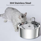 Tomxcute Cat Water Fountain, 3.2L/108oz Automatic Stainless Steel Pet Fountain Dog Water Dispenser, Ultra-Quiet Pump and 3 Replacement Filters & for Cats, Dogs, Multiple Pets
