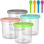 Creami Pint Containers for Ninja - 4 Pack Ninja Creami Pints and Lids,16oz Creamy Smoothie Containers Compatible with NC299AM & C300s Series, Ice Cream Maker Machine Accessories