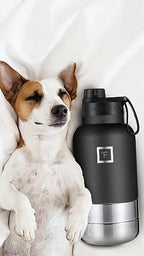 IRON °FLASK Portable Dog Water Bottle & Bowl - All-in-One Travel Accessories Pet Food & Liquids for Car, Hiking, Camping - Leak-Proof, Double Walled, Insulated - 32 oz, 2 Dog Bowls - Dark Night