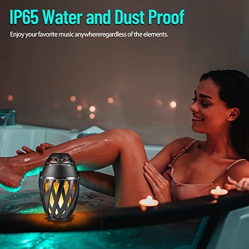 2 Pack Outdoor Bluetooth Speakers Waterproof Wireless, Birthday Gifts for Men Dad, LED Flame Ambient Light, Camping Patio Accessories, Unique Gifts for Him Husband Boyfriend Dad Gifts