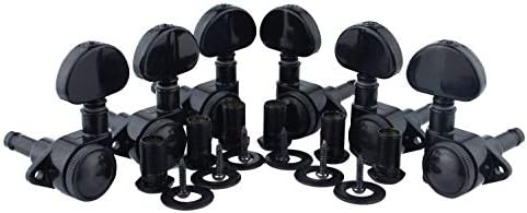 Guyker Guitar Locking Tuners (3L + 3R) - 1:21 High End Roto-Grip Rotomatic Lock String Tuning Key Pegs Machine Head with Big Handle Replacement for Electric, Folk or Acoustic Guitars - Black