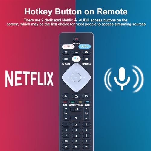 NH800UP BT800 Replacement Voice Assistance Remote Control for Philips Android ＆ Google Smart TV 43PFL5604/F7 43PFL5704/F7 50PFL5604/F7 50PFL5704/F7 55PFL5604/F7 55PFL5704/F7 65PFL5504/F7 65PFL5604/F7