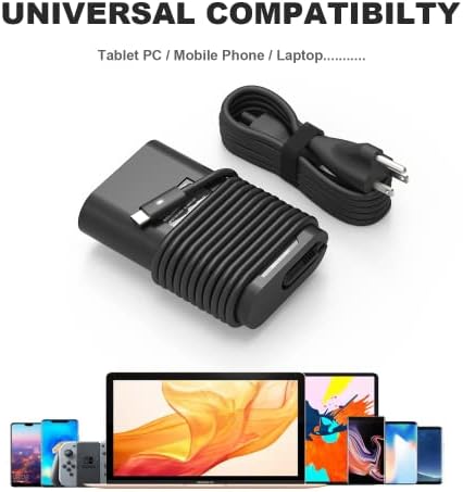 65w 45w USB-C Type C Laptop Charger Replacement for Dell Latitude 7275 7370 5420 5285 5290 5520 XPS 13 9250 9360 9365 9370 9380 9350 9550 Chromebook 3100 3400 5190 la65nm170 02YK0F Adapter Power Cord