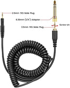 weishan ATH-M50x Cable Coiled Aux Cord Replacement for Audio Technica M40x M70x Wired Headphones, 2.5mm to 3.5mm(1/8") Extension Wire with 6.35mm(1/4") Adapter, 14ft