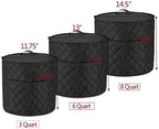 LUXJA Dust Cover Compatible with 6 Quart Instant Pot, Cloth Cover with Pockets Fits Instant Pot (6 Quart) and Extra Accessories, Black Quilted Fabric (Medium)