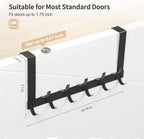 Over The Door Hooks for Hanging, Over The Door Hanger with 5 Triple Coat Hooks, Over The Door Towel Rack for Bathroom, Door Hanger Hooks for Coat, Bags and Hat (Black, 2 Pack)