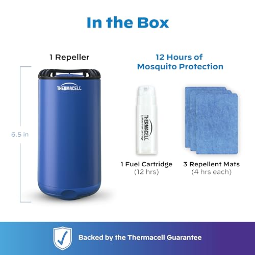 Thermacell Mosquito Repeller Patio Shield; Includes 12-Hour Refill; 15 Foot Zone of Protection; Highly Effective Mosquito Repellent for Patio; Deet Free Bug Spray Alternative; Scent Free