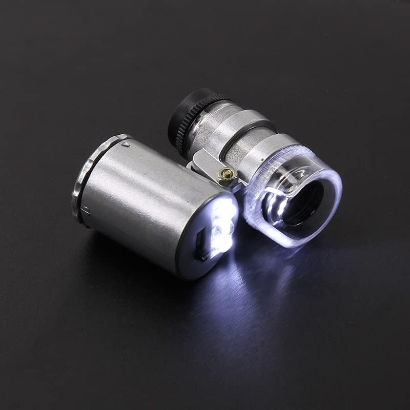 Microscope Accessories Kit 60x Handheld Mini Pocket Microscope Loupe LED Light Microscope Slides