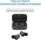 Comply TrueGrip | Premium Memory Foam Replacement Earbud Tips for Sennheiser Momentum 3, 4, ACCENTUM | Enhanced Comfort, Secure Fit, Superior Noise Isolation, Cleaning Tool | Black (S/M/L) (3 Pairs)