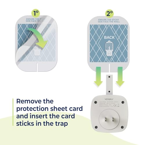 VEYOFLY 2 Pack, Fly Trap, Plug in Flying Insect Trap, Fruit Fly Traps for Indoors- Safer Home Indoor- Bug Light Indoor Plug in- Mosquito Trap, Fruit Fly, Gnat Trap, Flea Trap (2 Device+6 Glue Boards)