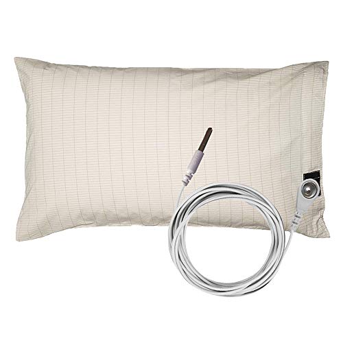 Grounding Pillowcase with 15ft Grounding Cable 20x30in Conductive Grounding Pillow Cover Silver Cotton Queen Size Improve Sleep