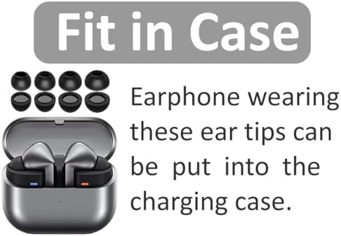 Galaxy Buds 3 Pro Memory Foam Tips Earbud, 4 Pairs Replacement Comfortable No Silicone Pain Noise Isolation Earbuds Accessories Compatible with Samsung Galaxy Buds 3 Pro - Black S/M/L/XL