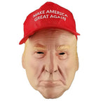 RIRIYEYE Halloween Masks for Adult, Donald Trump Mask with Hat, Donald Trump Costume Dress Up Props for Cosplay Party, Premium Latex Full Face Mask for Men Women