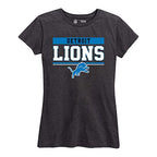 Team Fan Apparel NFL Women's Team Block Charcoal Tagless T-Shirt - Cotton Blend - Rock Game Day with Perfect Comfort & Style (Detroit Lions - Black, Womens Large)