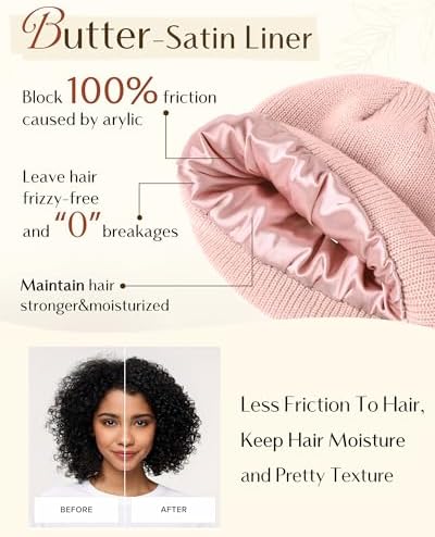 YANIBEST Beanie Hat for Women Men Satin Lined Beanie Hats Winter Hat Womens Cuffed Beanies Knit Skull Cap Warm Ski Hat Unisex