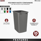 Rev-A-Shelf Polymer Replacement 35 Quart Trash Bin Recycle Waste Garbage Container for Kitchen Cabinet Pullouts, Blue, 2 Pack, RV-35-22-2