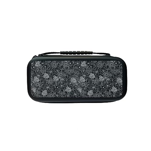 Meadow Flowers Switch Case For Nintendo Switch OLED/Switch LITE/Switch Accessories, Monochrome Cute Carry Protective Bag, Travel Game Console Cases, Controller Hard Shell Holder 20 Cartridge Slot J85