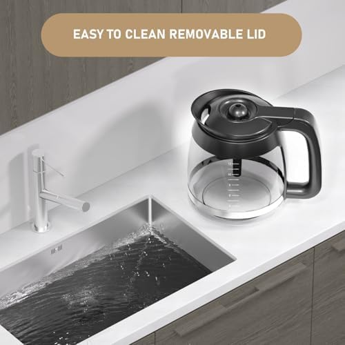 CE200 12-Cup Glass Coffee Pot Replacement Compatible with Ninja Coffee Brewer Maker Models CE251 CE201 CE201C CE200 CE200C Model# XGLSLID200
