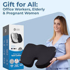 5 STARS UNITED Seat Cushion for Tailbone Pain Relief – Memory Foam Lifting Pillow for Coccyx, Hemorrhoid, Sciatica & Post-Surgery Recovery – Wheelchair, Car, Desk, Gaming & Office Chairs, Arctic Black