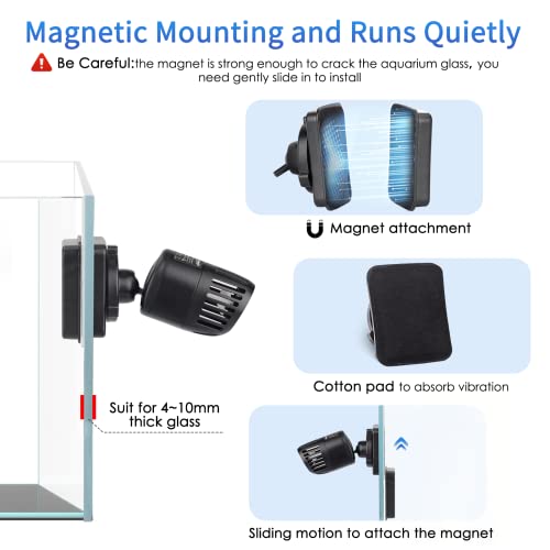 hygger Wave Maker for 20~100 Gallon Aquarium with Magnetic Mount Quiet Powerhead for Saltwater and Freshwater Fish Tank 1056GPH