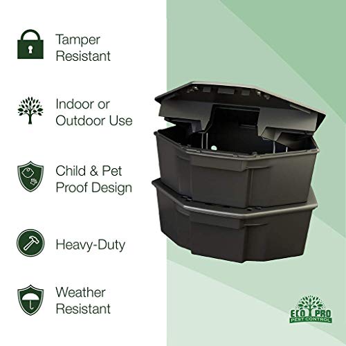 Rat Bait Stations by Eco Pro Pest Control | 2-Pack Indoor & Outdoor Rodent Bait Station | Pellet/Block (Not Included) Secured by Rat Bait Station Key & Lock | Pet & Child-Safe Rodent Trap Alternative