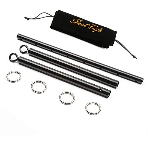 Adjustable Pilates Expandable Spreader Bar Set with 4 Adjustable Fur Straps Sports Aid Training Fitness Gear(Black+Pink Kit)