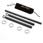 Adjustable Pilates Expandable Spreader Bar Set with 4 Adjustable Fur Straps Sports Aid Training Fitness Gear(Black+Pink Kit)