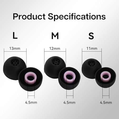Linsoul Kiwi Ears Flex Earbud Tips, Replacement Silicone IEM Tips, 3 Pairs, S/M/L Size, for KZ ZS10 Pro 2, SuperMix 4,Hype4,Orchestra Lite, Cadenza Wired/Wireless Earphones (Black)