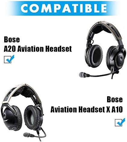 A20 Headset Replacement Ear Pads Ear Cushions Kit Compatible with Bose Aviation Headset X A10 A20 Headphone Ear Cups Ear Cover Earpads Repair Parts Memory Foam Earpads(Black)