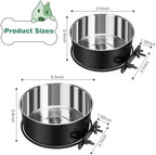 Dog Crate Water Bowl No Spill, 2 Pack Dog Crate Bowls Hanging, Kennel Water Food Bowls Mountable, Pet Cage Accessories Feeder Dish, Stainless Steel Coop Cup for Cat Puppy Bunny Guinea Pig Ferret Bird