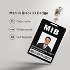 Man in Black ID Badge Prop Costume, Man in Black ID Badge Holder with Lanyard, Decorative Cosplay Spy Decorations Secret Agent ID Card Holder, Christmas,Halloween Costumes ID Badge Props,Black, 1 Pack