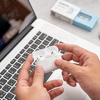SpinFit Superfine for AirPods Pro Gen 1 & 2 - L - Medical Grade Silicone Patented Replacement Ear Tips and Adapters for Supreme Comfort (one Pair)(Ear Tips Installed)