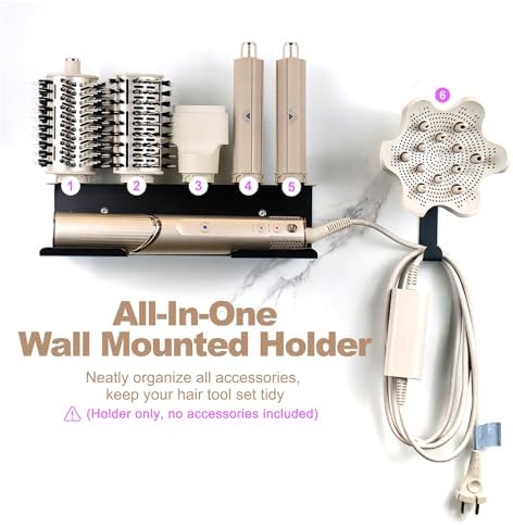 Hair Dryer Holder for Shark Flex Style, Wall Mount Holder Compatible with Shark FlexStyle, Curling Wand Organizer, Rack with Cord Hanger for Accessories Curlers Brushes Diffuser and Attachments