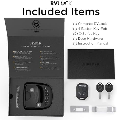 RVLOCK Compact RV Lock Keyless Entry with Remote, Secure Camper Latch Replacement, Durable RV Door Lock Replacement for Trailers with Patented Security Technology