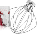 K45WW 6 Wire Whip Attachment for KitchenAid 4.5 5 Quart Tilt-Head Stand Mixer, Dishwasher Safe, Stainless Steel Whisk for Kitchen Aid Mixer Accessory Replacement Parts