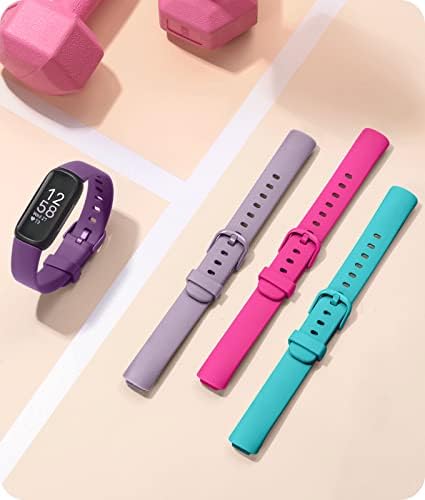 Odbeai Compatible with Fitbit Inspire 3 Bands for Women Men, Sport Wristband Replacement Soft Silicone Straps for Inspire 3 Fitness Tracker Women & Men(4 Pack,Small)